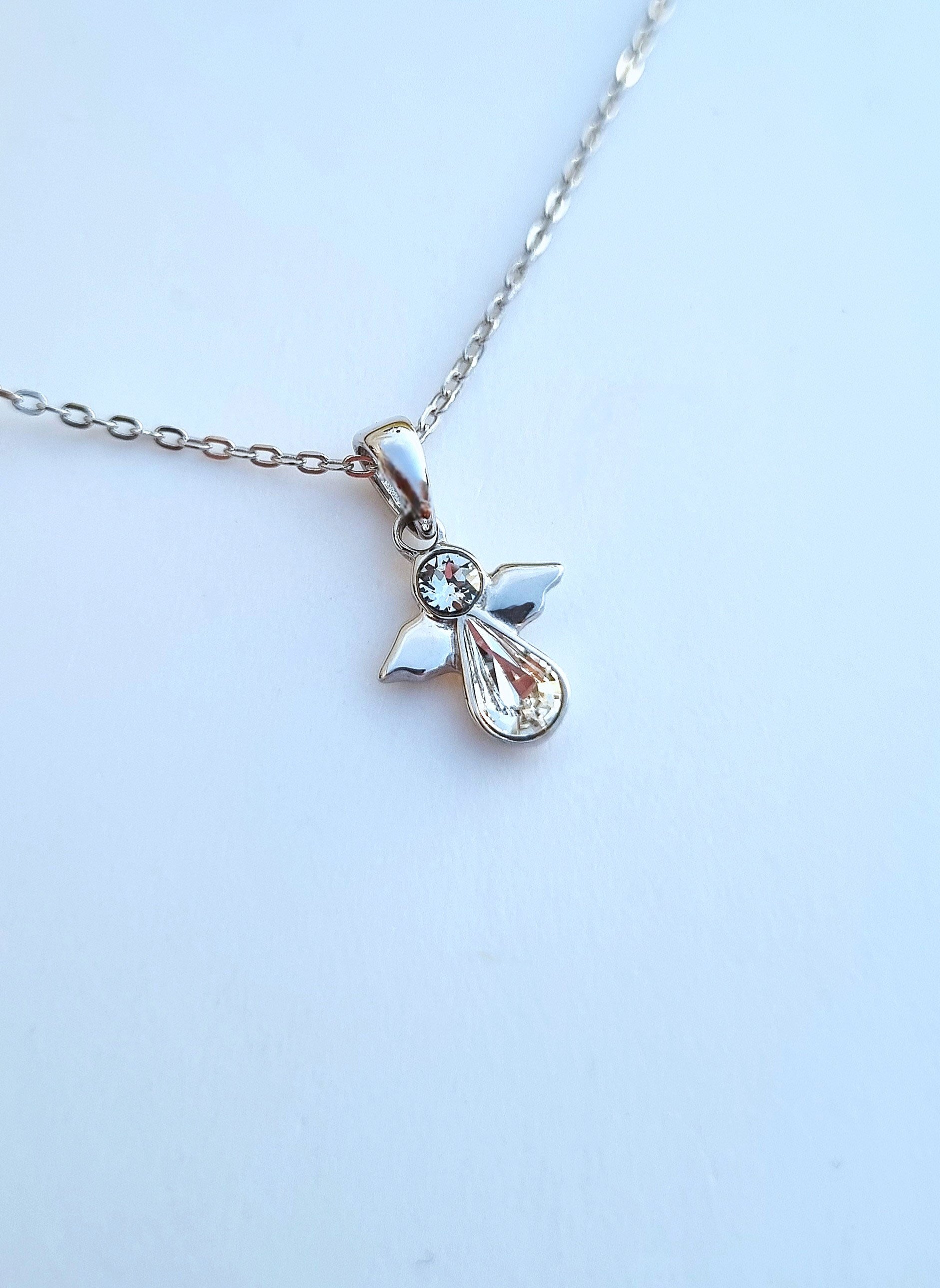 Angel necklace in 925 sterling silver with Swarovski crystals