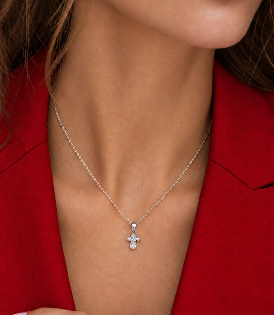 Angel necklace in 925 sterling silver with Swarovski crystals