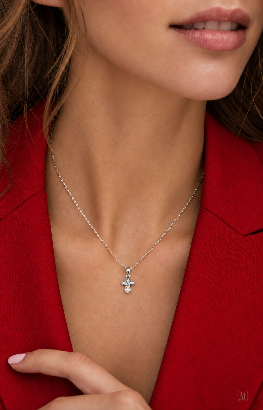 Angel necklace in 925 sterling silver with Swarovski crystals
