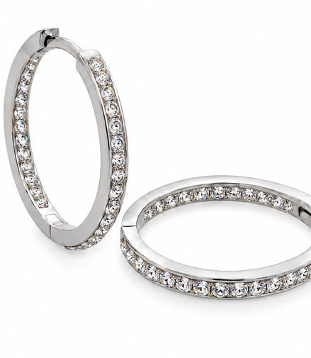 Boucles d'oreilles créoles en argent sterling 925 ornées de cristaux Swarovski - faites main