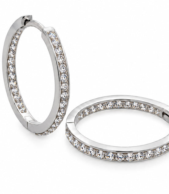 Hoop earrings in 925 sterling silver with Swarovski crystals - handmade