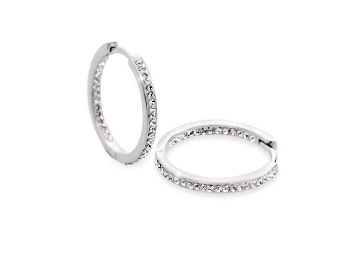 Ohrringe Creolen Silber 925 mit Swarovski Kristallen - handgefertigt