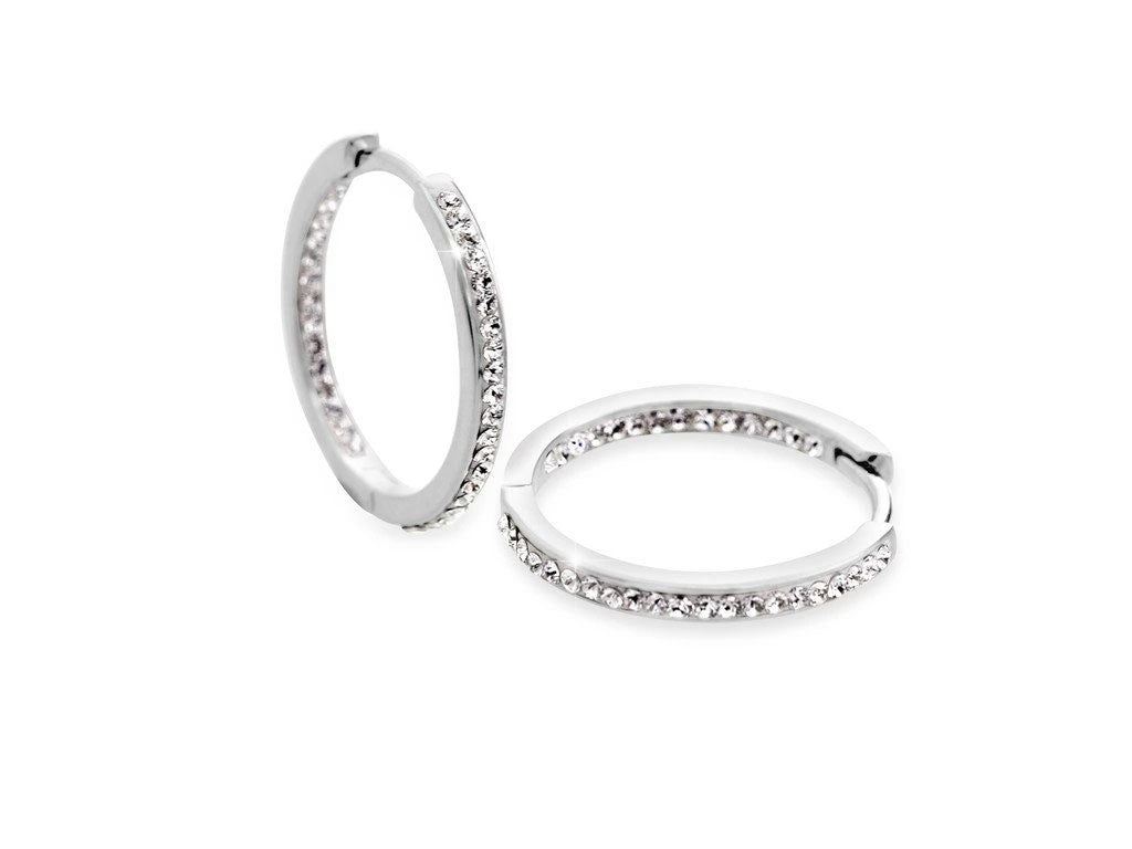 Ohrringe Creolen Silber 925 mit Swarovski Kristallen - handgefertigt