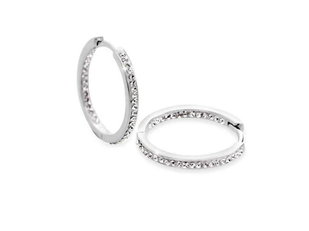 Ohrringe Creolen Silber 925 mit Swarovski Kristallen - handgefertigt