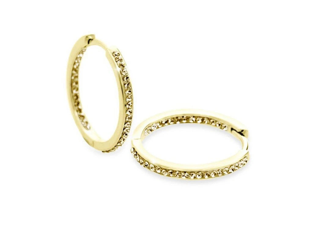 Ohrringe Creolen vergoldet  Silber 925 mit Swarovski Kristallen in in Golden Shadow - handgefertigt