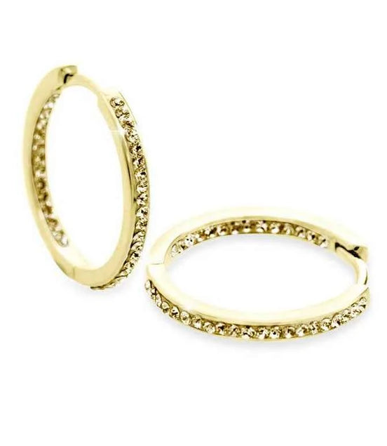 Ohrringe Creolen vergoldet  Silber 925 mit Swarovski Kristallen in in Golden Shadow - handgefertigt