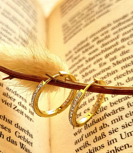 Ohrringe Creolen vergoldet  Silber 925 mit Swarovski Kristallen in in Golden Shadow - handgefertigt