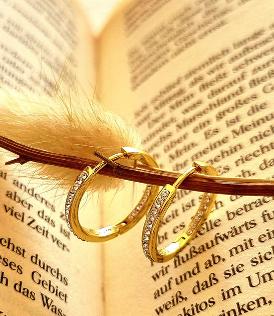 Ohrringe Creolen vergoldet  Silber 925 mit Swarovski Kristallen in in Golden Shadow - handgefertigt