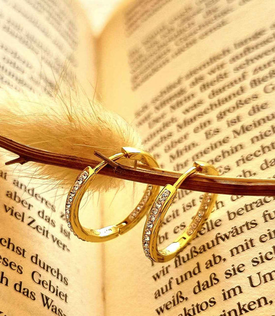 Ohrringe Creolen vergoldet  Silber 925 mit Swarovski Kristallen in in Golden Shadow - handgefertigt