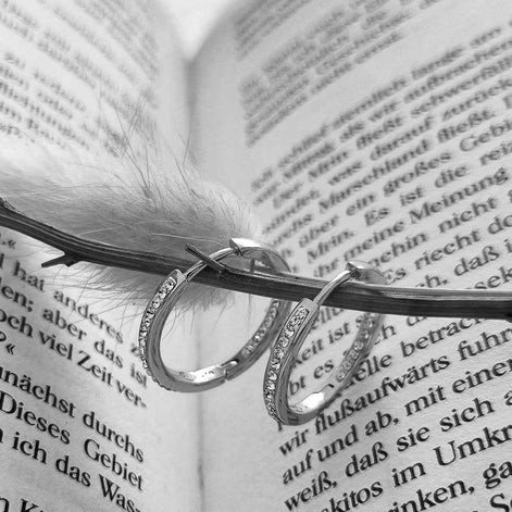 Ohrringe Creolen Silber 925 mit Swarovski Kristallen - handgefertigt