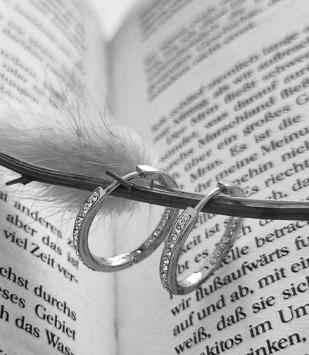 Ohrringe Creolen Silber 925 mit Swarovski Kristallen - handgefertigt