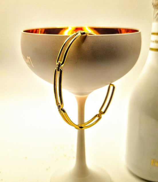 Armreif aus vergoldetem Sterlingsilber mit ovalen Elementen & klaren Zirkonia – 925er Silber - handgefertigt