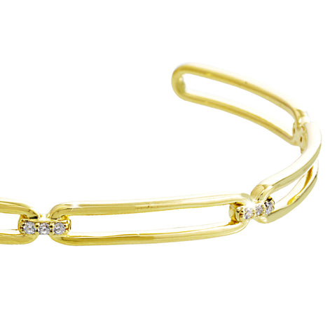 Armreif aus vergoldetem Sterlingsilber mit ovalen Elementen & klaren Zirkonia – 925er Silber - handgefertigt