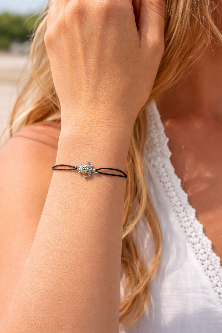 Cord Bracelet with Turtle – 925 Sterling Silver