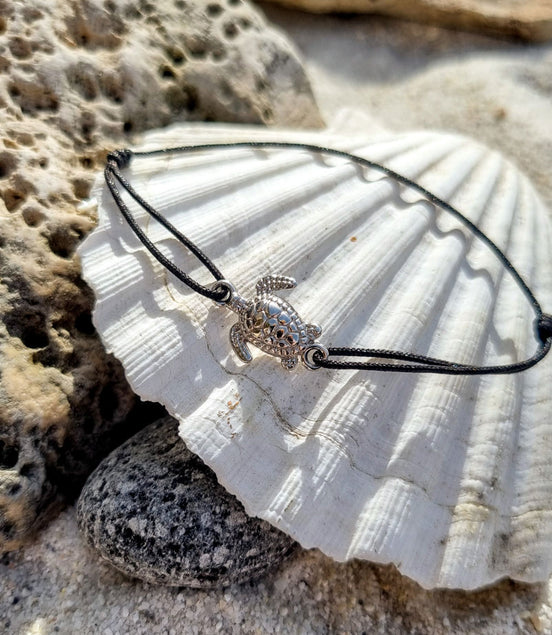 Cord Bracelet with Turtle – 925 Sterling Silver