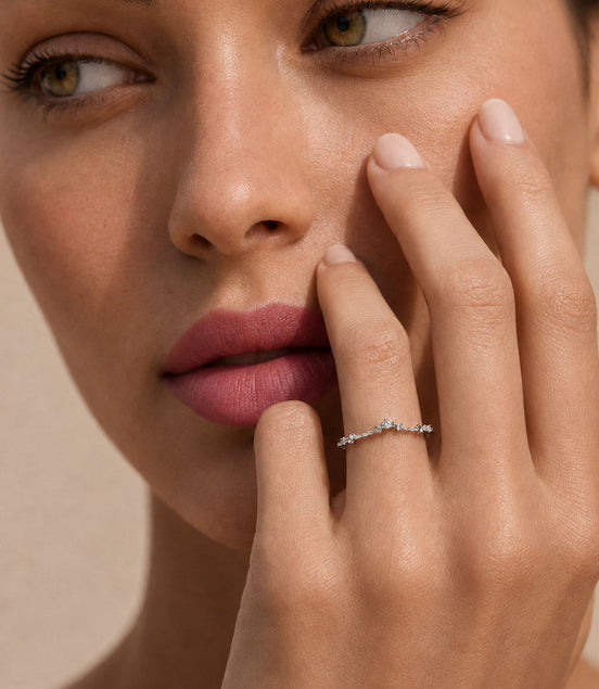 Delicate sterling silver ring with Swarovski crystals
