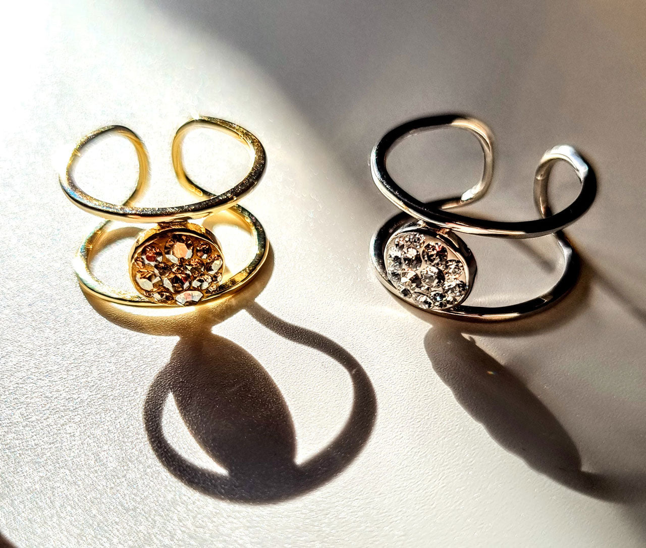 Ring Vergoldeter Silberring mit Swarovski® Golden Shadow Kristallen (925 Sterling Silber)