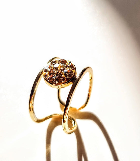 Ring Vergoldeter Silberring mit Swarovski® Golden Shadow Kristallen (925 Sterling Silber)