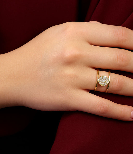 Ring Vergoldeter Silberring mit Swarovski® Golden Shadow Kristallen (925 Sterling Silber)