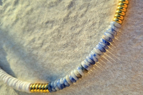 Boho Halskette mit Natursteinen & Muscheln – Edelstahl