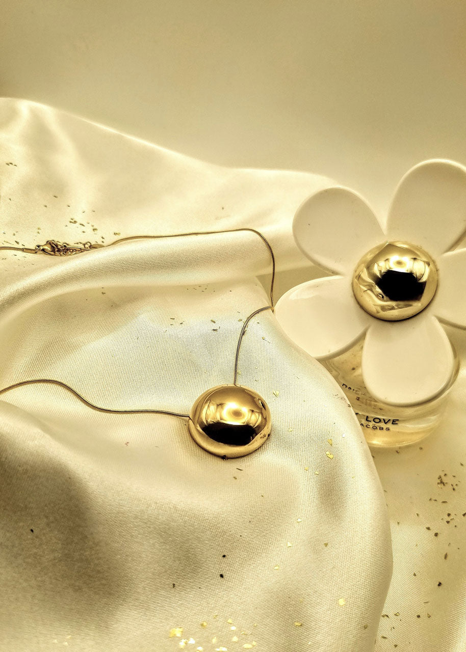 Halskette Rund, Anhänger gewölbt aus Edelstahl