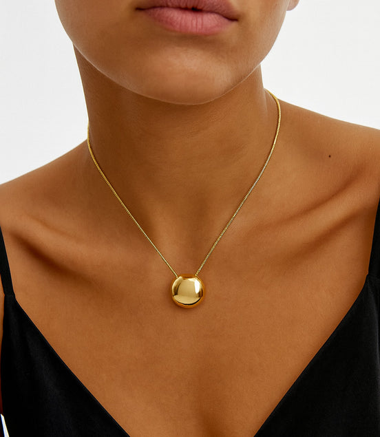 Halskette Rund, Anhänger gewölbt aus Edelstahl