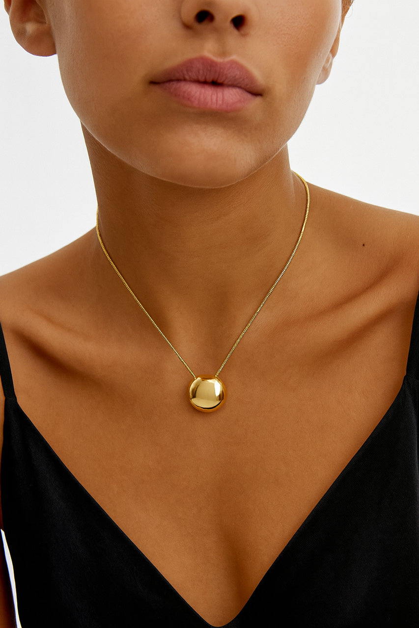 Halskette Rund, Anhänger gewölbt aus Edelstahl