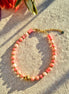 Anklet pink with ceramic & heishi  beads