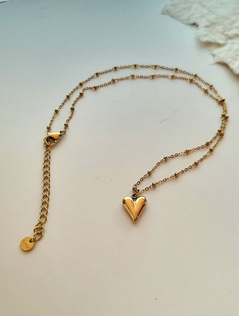 Herzkette Gold mit moderner Spiegeloptik