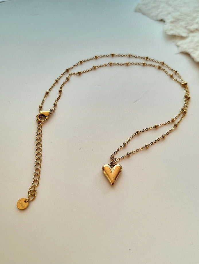 Herzkette Gold mit moderner Spiegeloptik