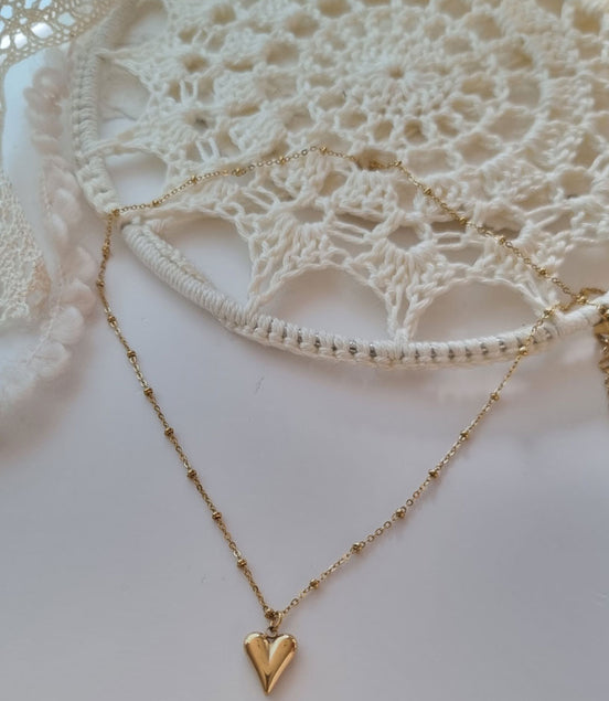 Herzkette Gold mit moderner Spiegeloptik