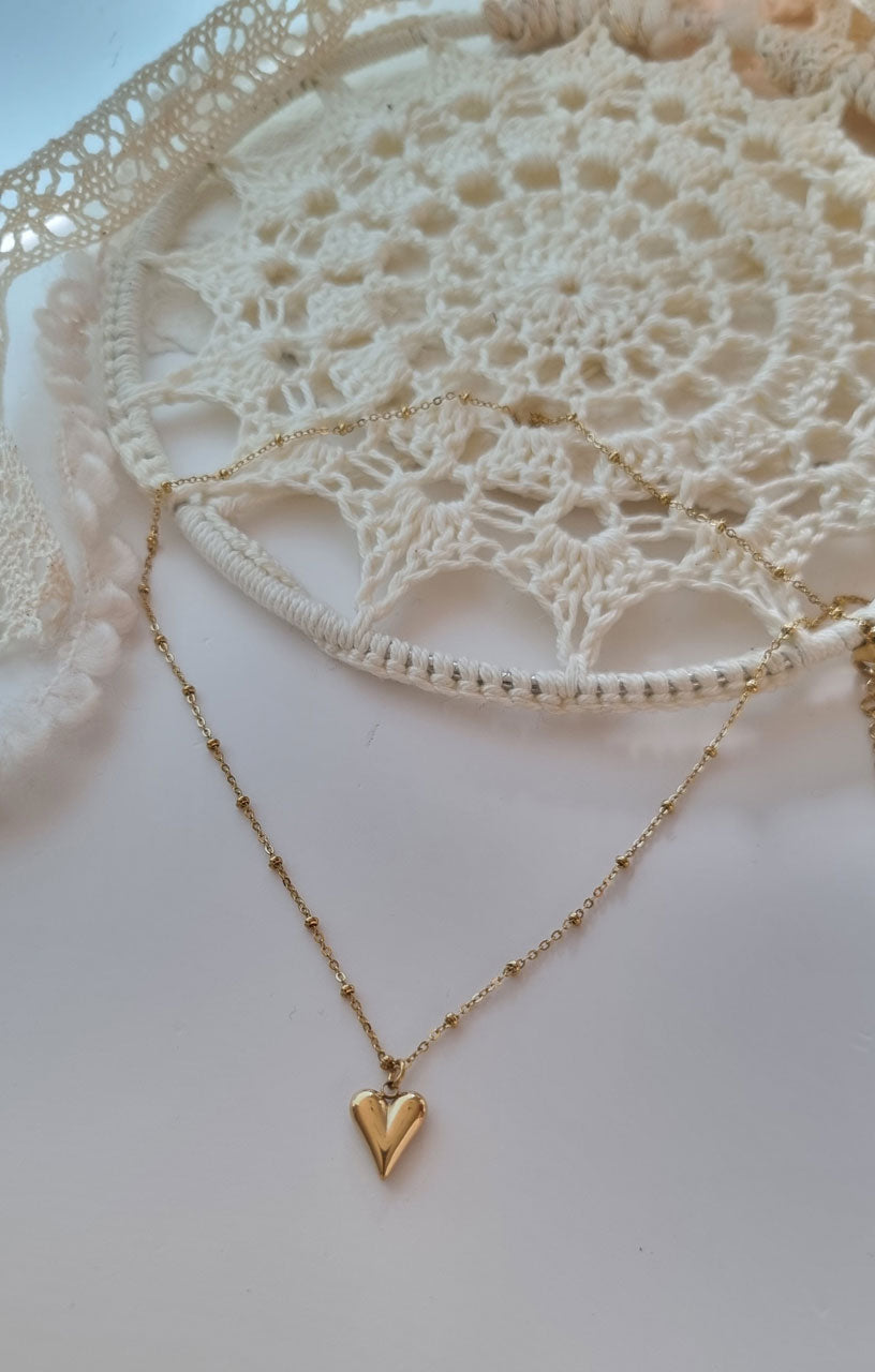 Herzkette Gold mit moderner Spiegeloptik