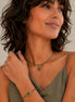 Necklace with Oval Pendant in Green and Gold