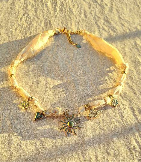 Liberty Halskette mit Strass Anhängern – Sonne, Herz, Muschel & Stern