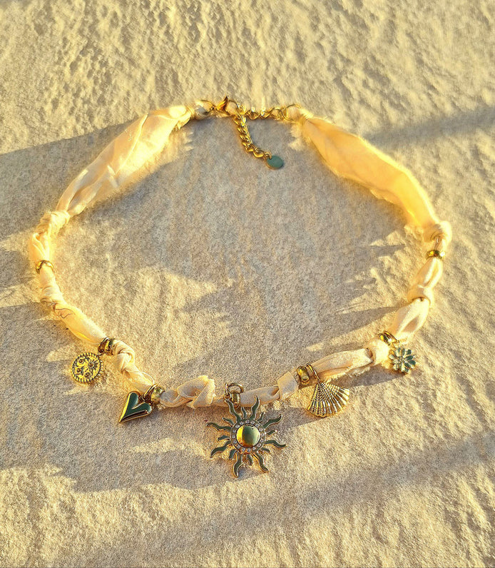 Liberty Halskette mit Strass Anhängern – Sonne, Herz, Muschel & Stern