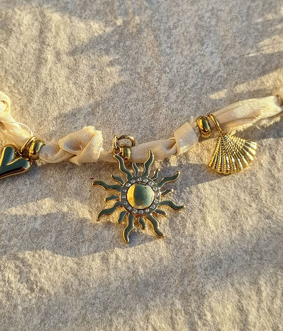 Liberty Halskette mit Strass Anhängern – Sonne, Herz, Muschel & Stern