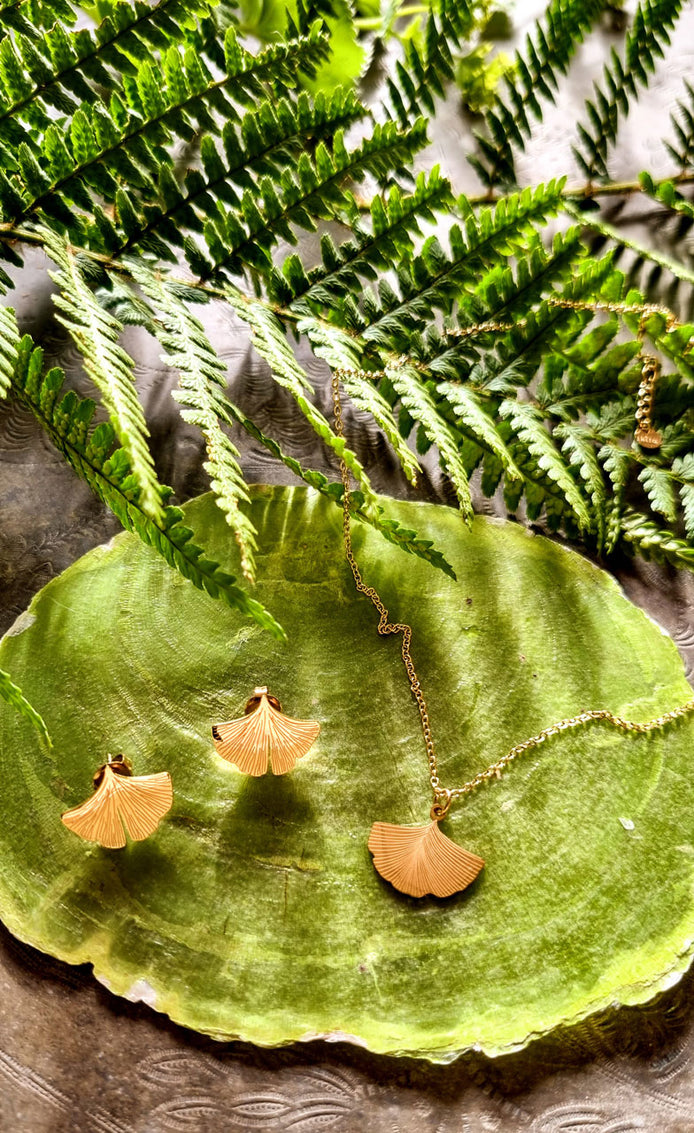 Ginkgo Halskette Gold aus Edelstahl