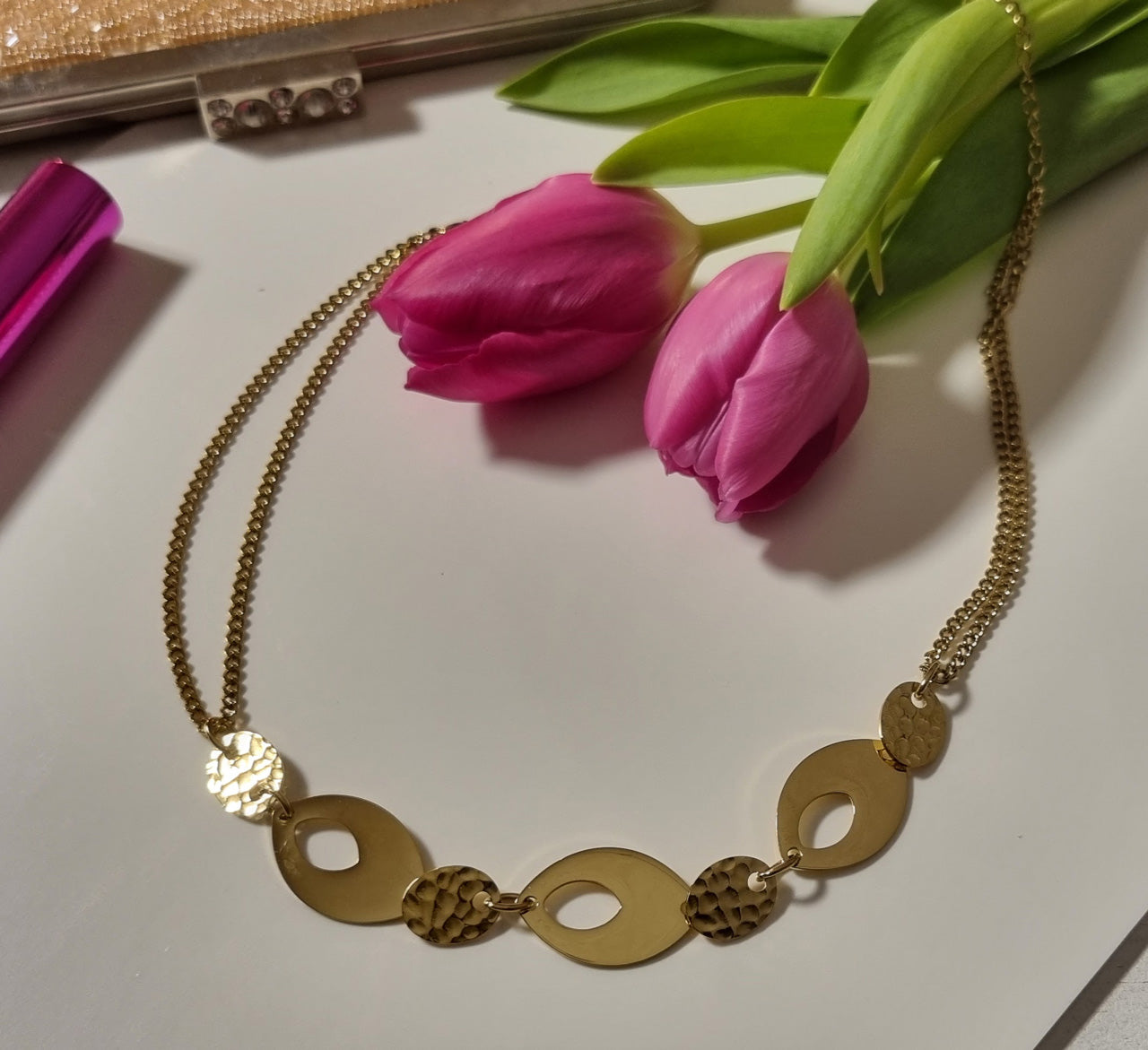 Halskette Chunky Statement Goldfarben – zweireihige Panzerkette