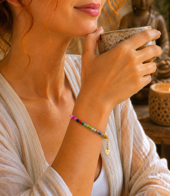 Agate Chakra Bracelet with Colorful Natural Stone Beads