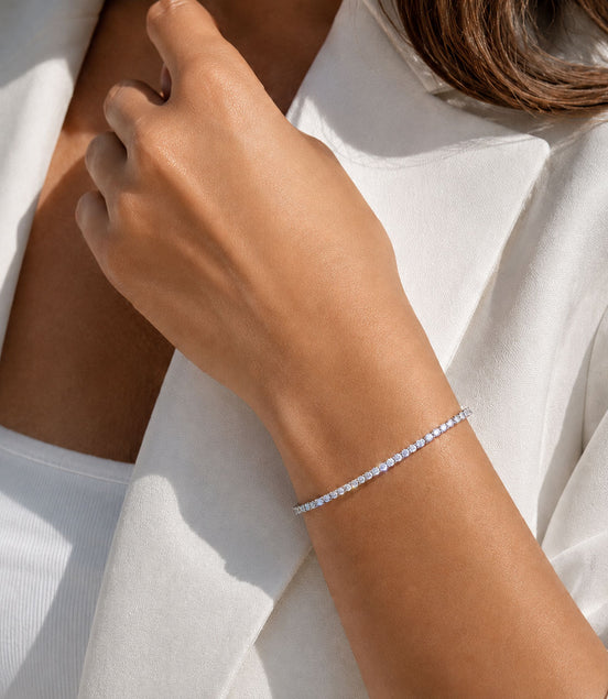 Stainless steel tennis bracelet with zirconia stones